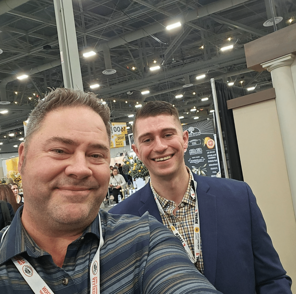  Jeremy Van Puffelen of Prism Logistics, with Shane McBride of Affiliated Warehouses at the 2024 Winter Fancy Food Show in Las Vegas, Nevada.